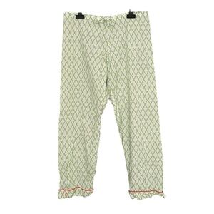 MARIGOT Cotton Pyjama Bottoms Print White Green S